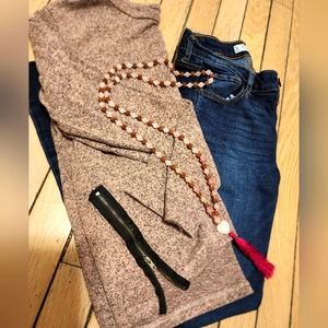 Pink Sweater with Zippers